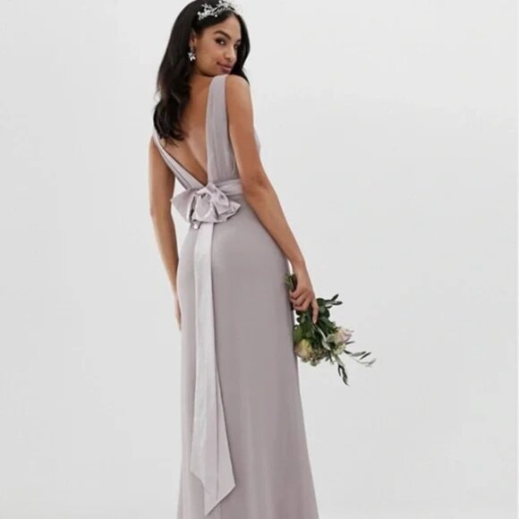 TFNC London Halannah Whisper Pink Chiffon Maxi Dress Bridesmaid Prom NWT SIZE 6 - Picture 2 of 7